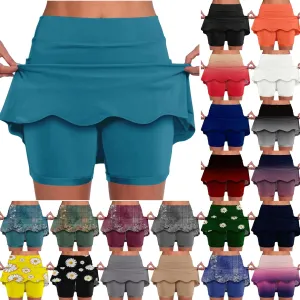 Athletic Skorts for Woman, Skorts for Curvy Women Dressy Skirts Tummy Control High Waisted Skirts with Shorts Underneath
