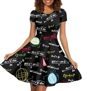 Binienty Women's Summer Casual Loose Crewneck Dress Ruffle Puffy Long Sleeve High Waist Midi Dress