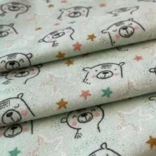 Cotton Flannel - Mint Bears