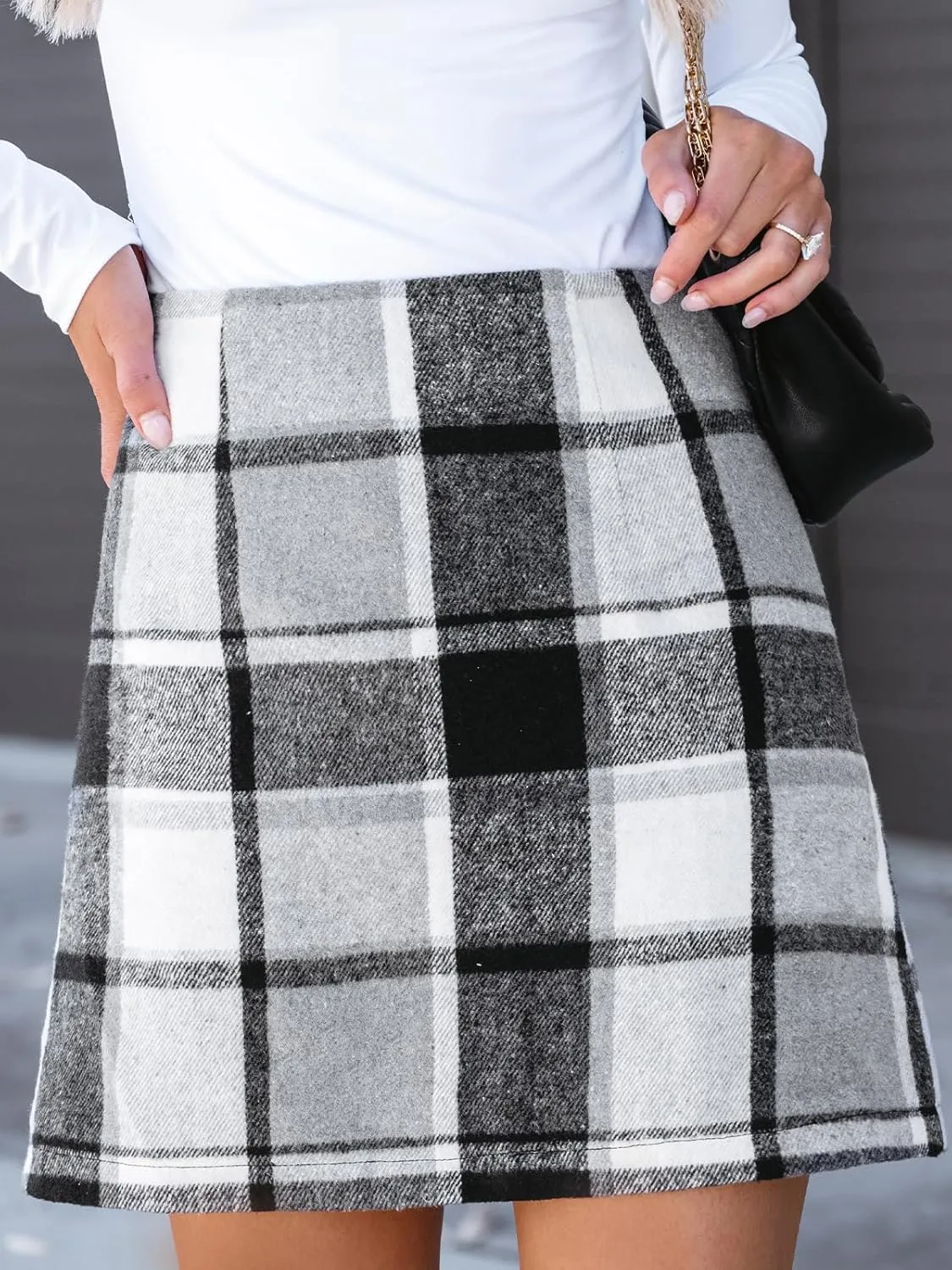 CUPSHE Women High Waist Plaid Skirt Bodycon Pencil Mini Skirts