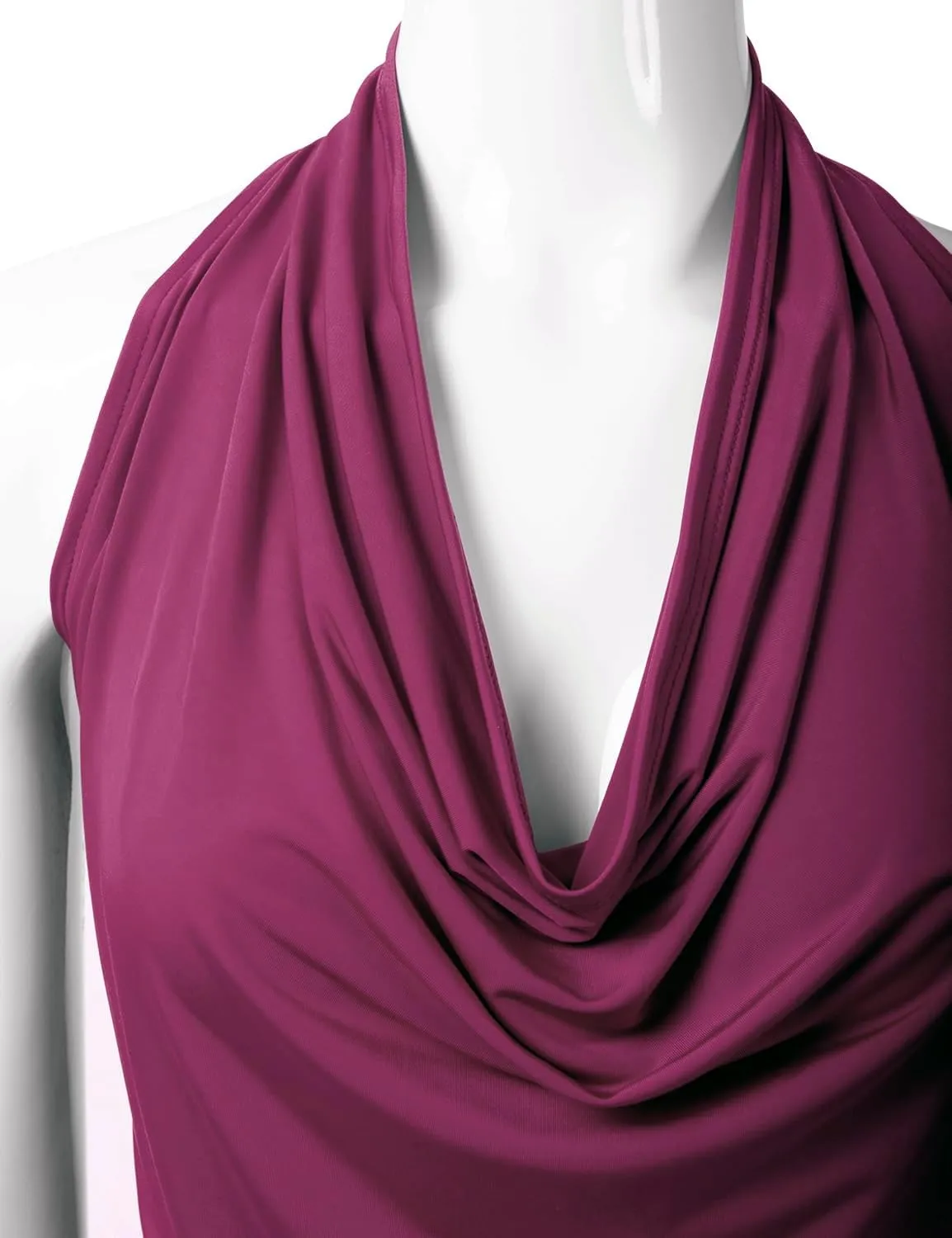 EIMIN Women's Casual Halter Neck Draped Front Sexy Open Back Tank Top (S-3XL)