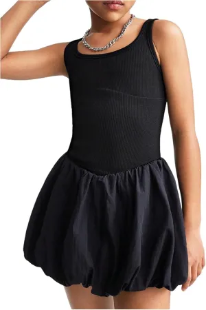 Floerns Girl's Y2k Mini Bubble Dress Sleeveless Puffy Short Party Dresses
