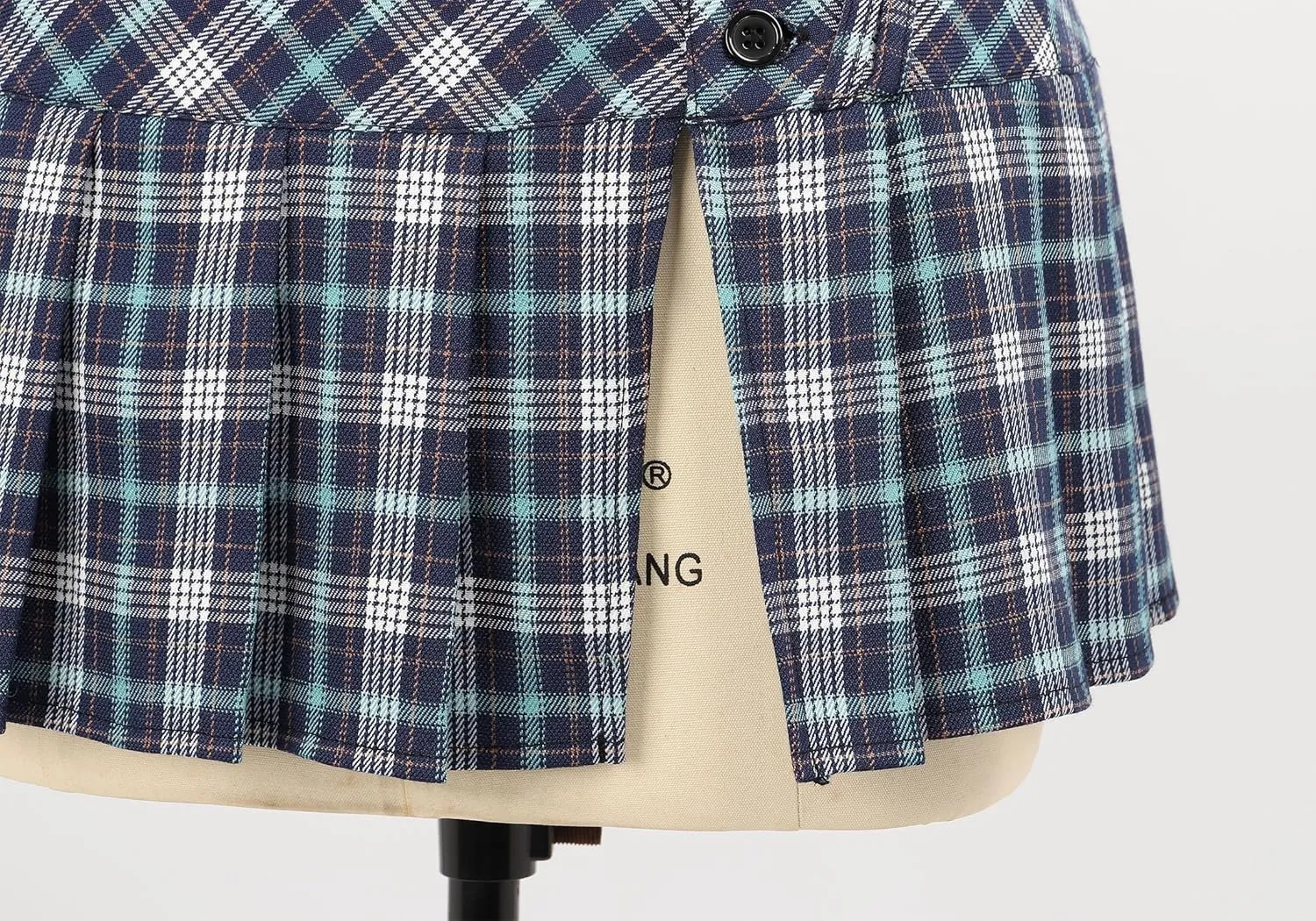 FURPHI Mini Plaid Pleated Skirt Women's US Size Low Waist Slit Schoolgirl Uniform