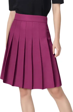 JOAU Womens Pleated Tennis Skirts High Waisted A-line Knee Length Skirt School Uniform Athletic Golf Skirts with Shorts
