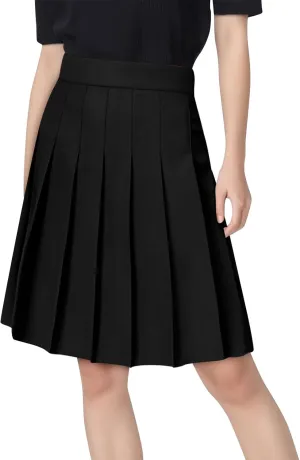JOAU Womens Pleated Tennis Skirts High Waisted A-line Knee Length Skirt School Uniform Athletic Golf Skirts with Shorts