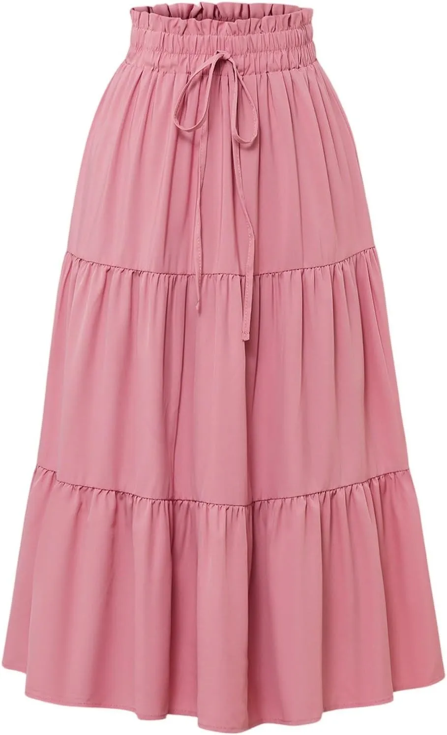 Maxi Skirts for Women 2025 Summer Bohemian High Waisted Long Skirts Flowy Beach Boho Floral Tiered Midi Skirt