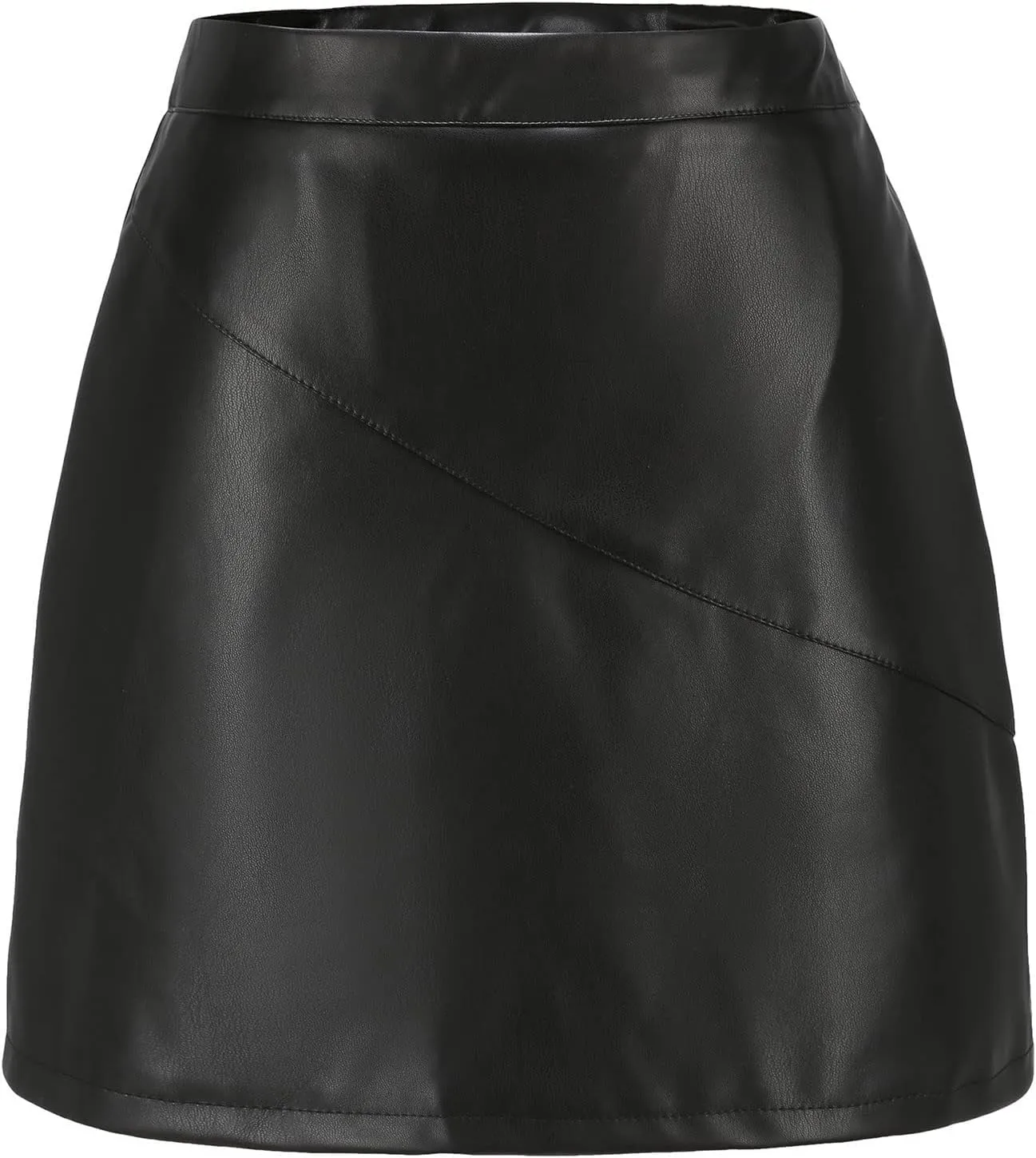 NaRHbrg Faux Leather Bodycon Slim Mini Pencil Skirt for Women Zip High-Waist Skirts Ladies Solid Button Short Skirts