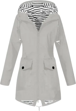 Raincoat Women Waterproof Long Hooded Trench Coats 2024 Lined Windbreaker Travel Jacket