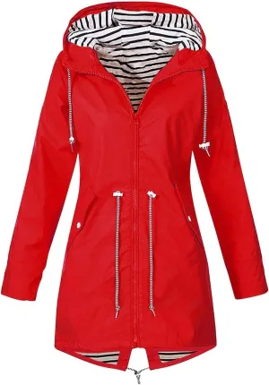 Raincoat Women Waterproof Long Hooded Trench Coats 2024 Lined Windbreaker Travel Jacket