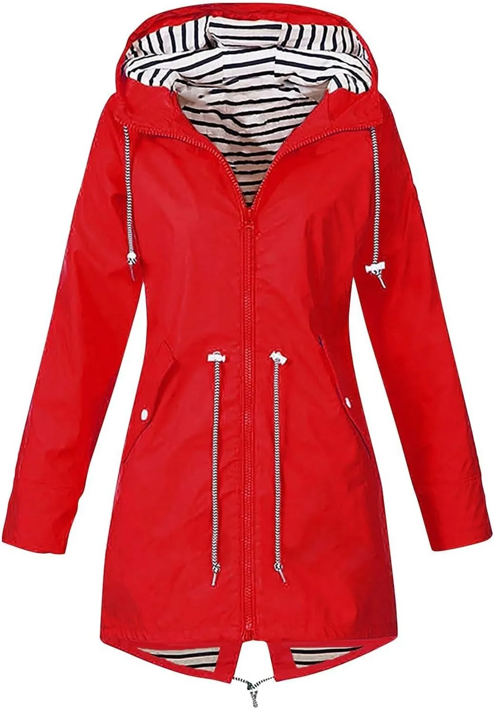 Raincoat Women Waterproof Long Hooded Trench Coats 2024 Lined Windbreaker Travel Jacket