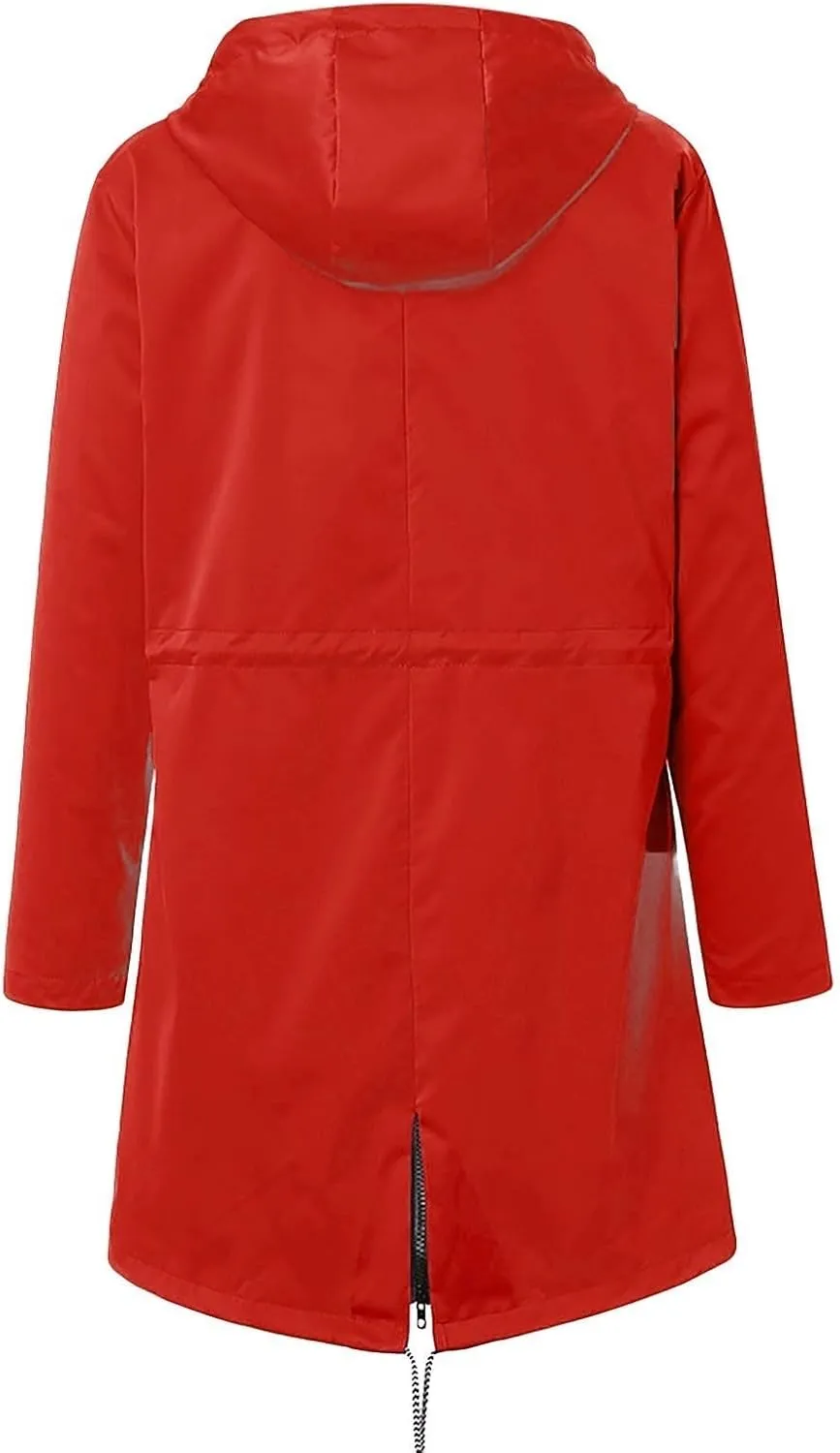 Raincoat Women Waterproof Long Hooded Trench Coats 2024 Lined Windbreaker Travel Jacket