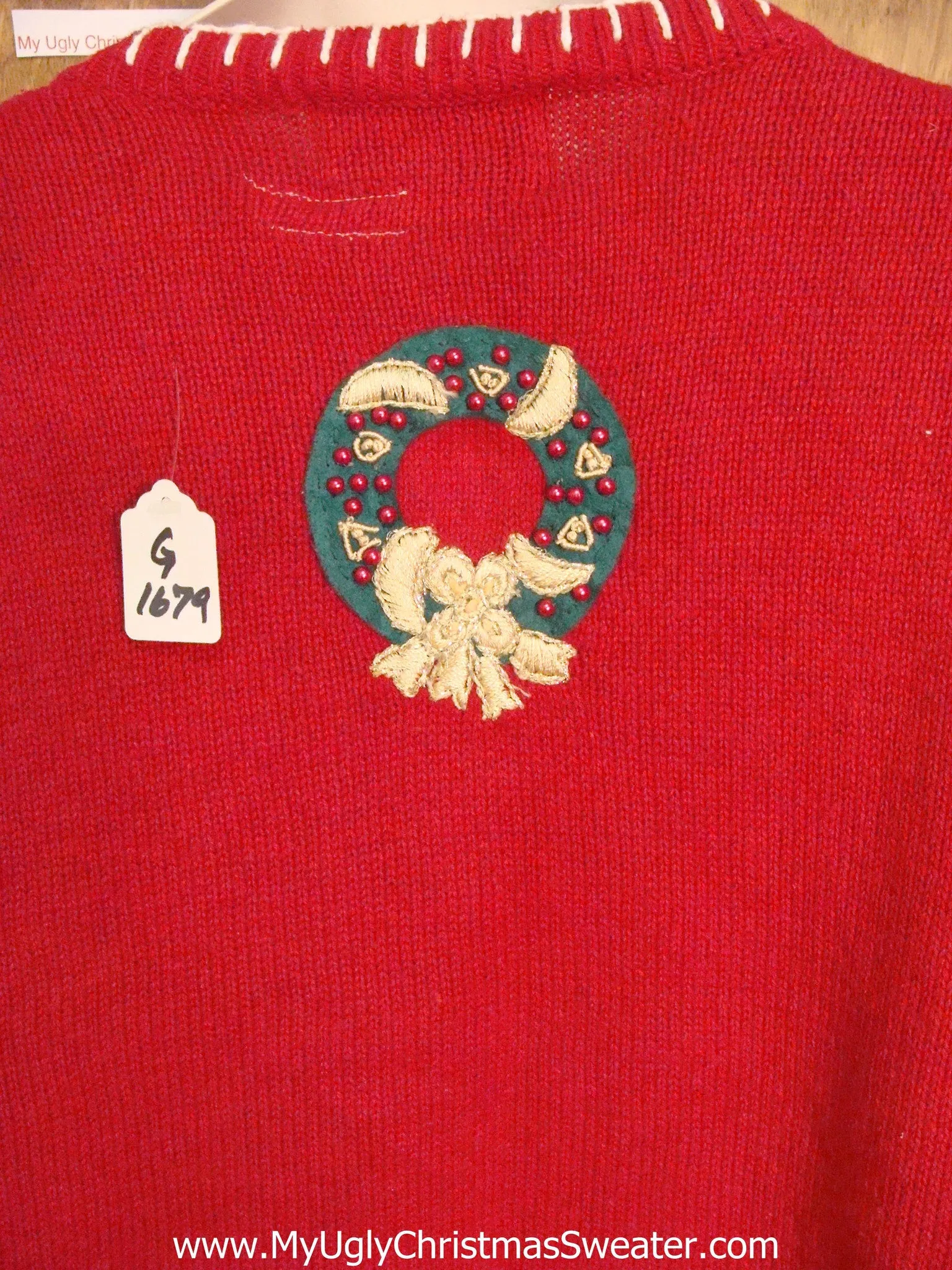 Red Sleepy Snowy Night Tacky Xmas Sweater with Lights