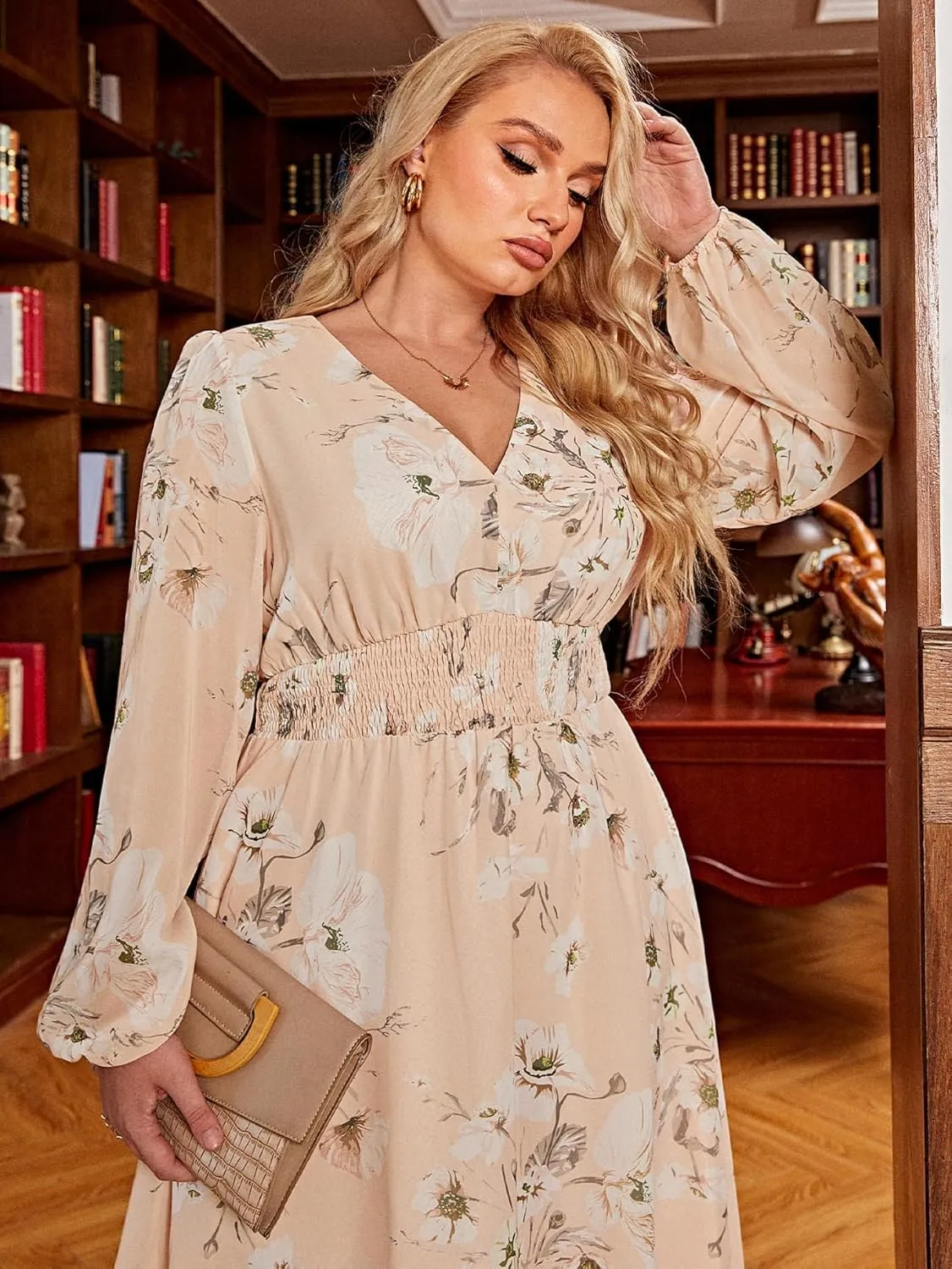 Simplee Women's Boho Floral Maxi Dress Flowy Casual V Neck Short Sleeve Wedding Guest Holiday Beach Long Dress