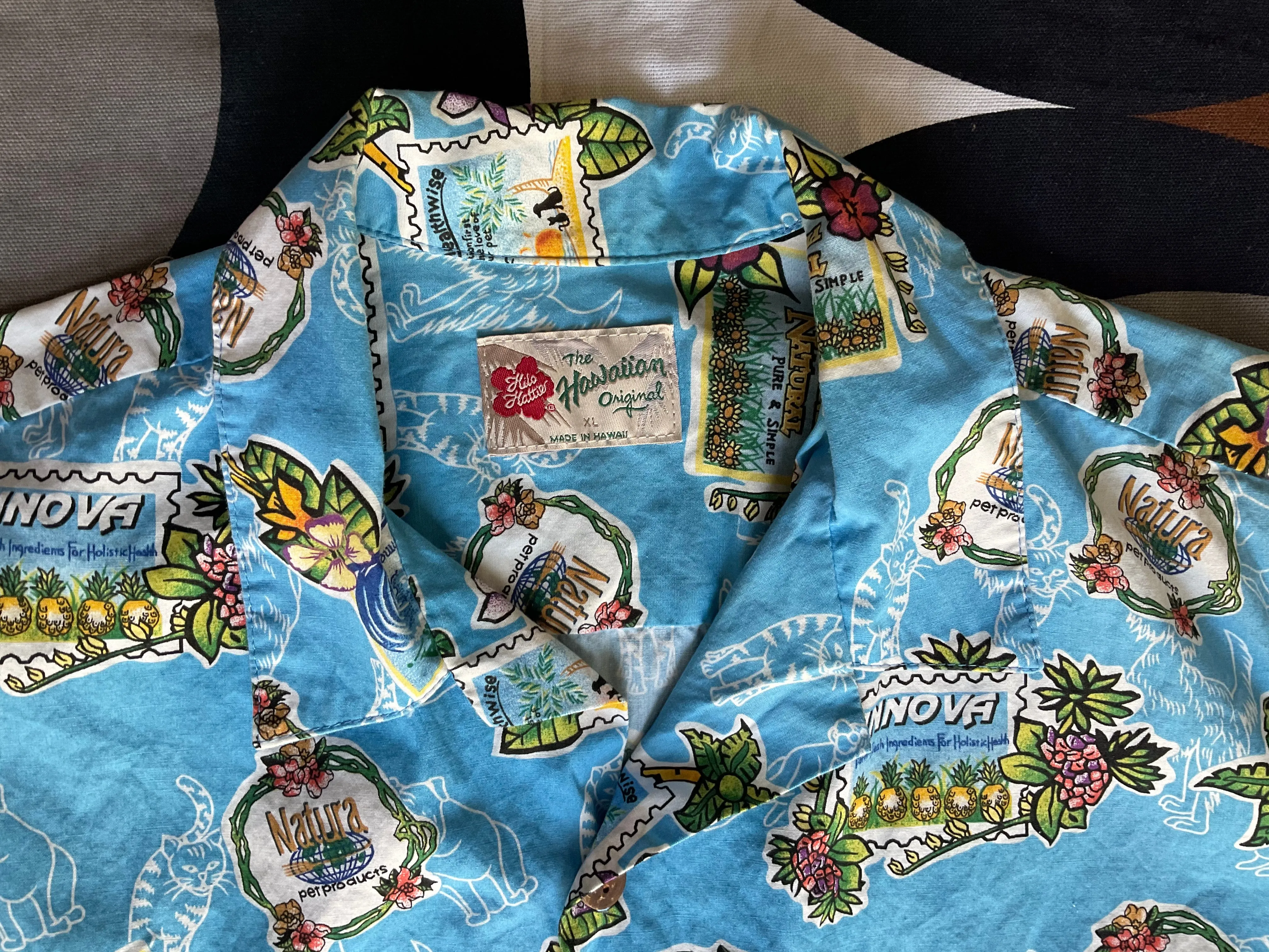 Vintage Hawaiian short-sleeve shirt by Hilo Hattie, made in USA, XL