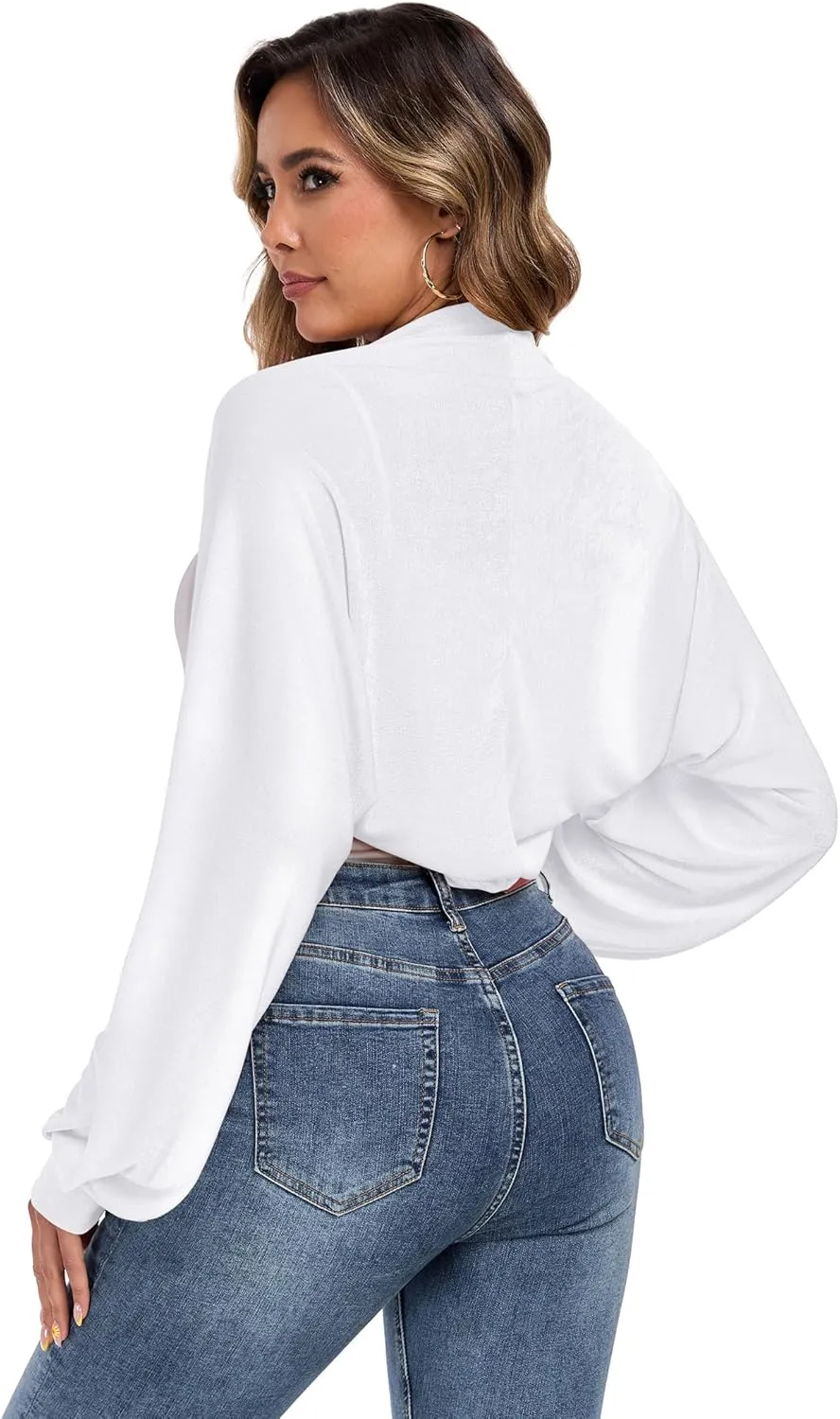 ZAFUL Women's Sheer Shrug Y2K Long Sleeve Cardigans 2025 Irregular Tie Front Bolera