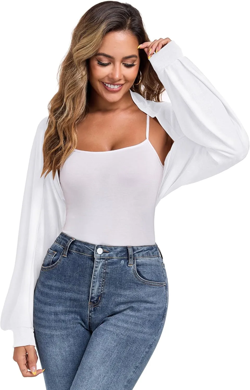 ZAFUL Women's Sheer Shrug Y2K Long Sleeve Cardigans 2025 Irregular Tie Front Bolera