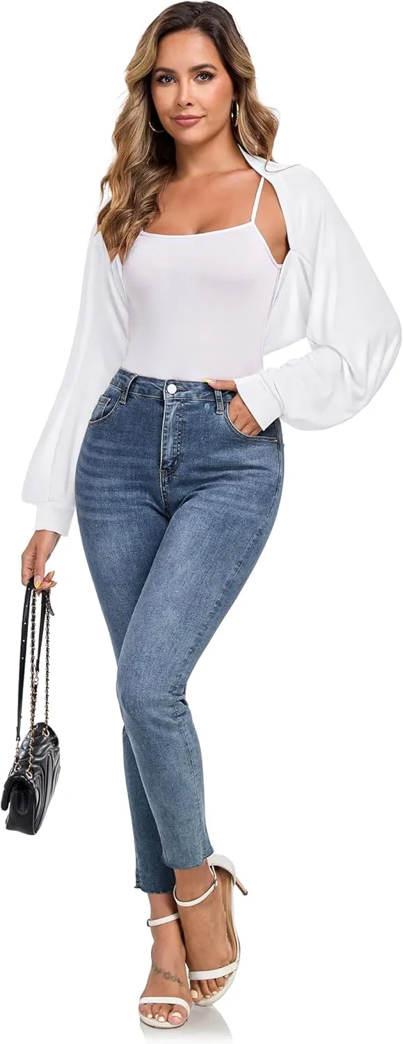 ZAFUL Women's Sheer Shrug Y2K Long Sleeve Cardigans 2025 Irregular Tie Front Bolera